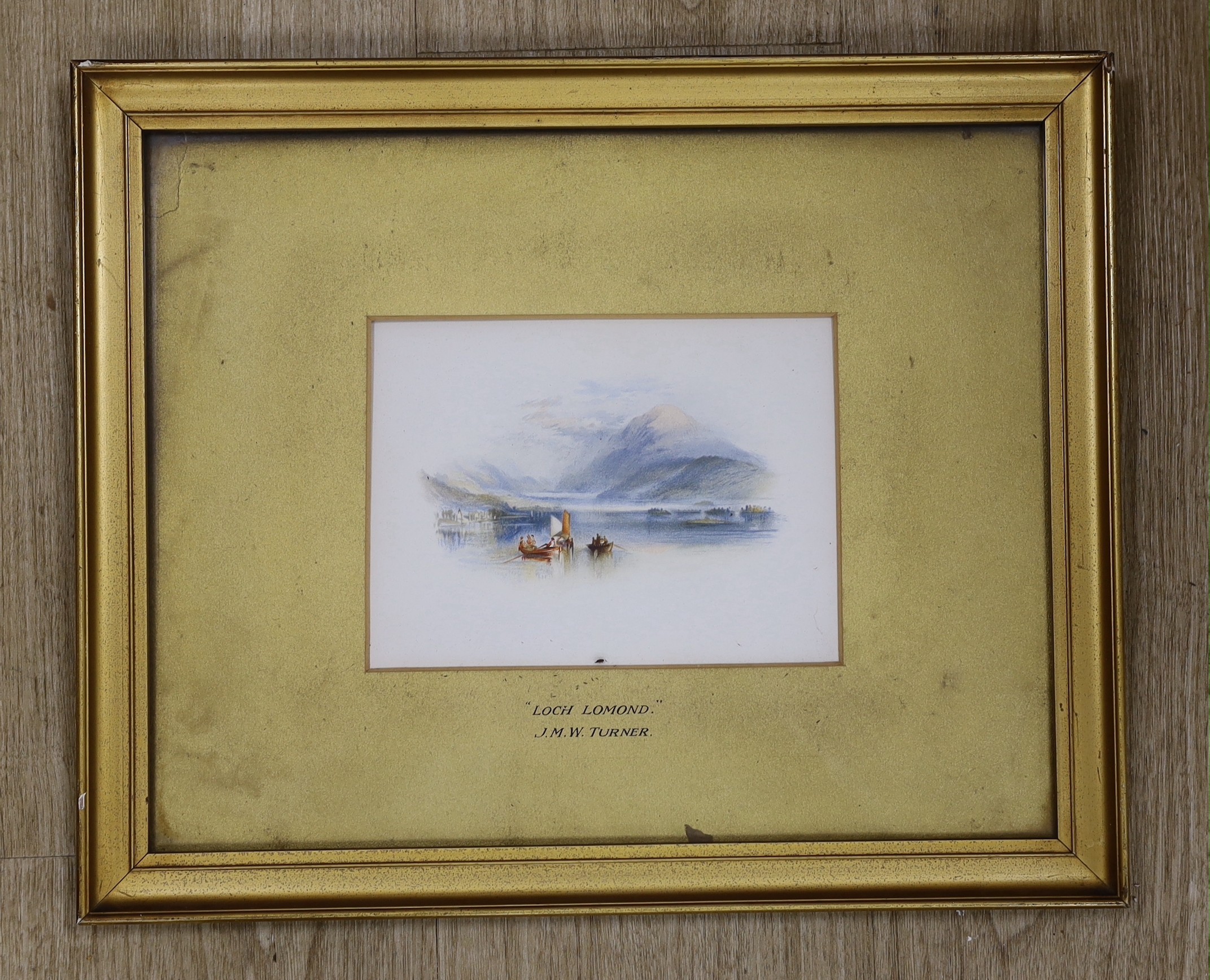 After JMW Turner, colour print, Loch scene, 14 x 19cm